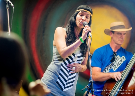 Tamara and George from Shaggy Manes, on the 4-H Barn Stage. Midsummer Music Festival, 2013.